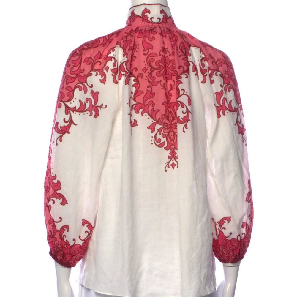 ZIMMERMANN Nina Billow Blouse in Watermelon Print Zimmermann Size 0 - Picture 4 of 10